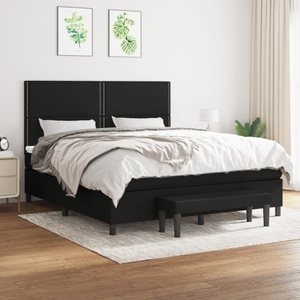 vidaXL, vidaXL Boxspringbett mit Matratze Schwarz 160x200 cm Stoff, vidaXL Boxspringbett mit Matratze Schwarz 160x200 cm Stoff