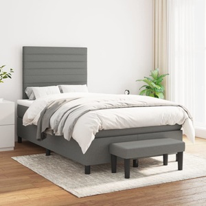 vidaXL, vidaXL Boxspringbett mit Matratze Dunkelgrau 120x200 cm Stoff
