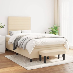 vidaXL, vidaXL Boxspringbett mit Matratze Creme 120x200 cm Stoff