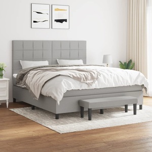vidaXL, vidaXL Boxspringbett mit Matratze Hellgrau 160x200 cm Stoff, vidaXL Boxspringbett mit Matratze Hellgrau 160x200 cm Stoff