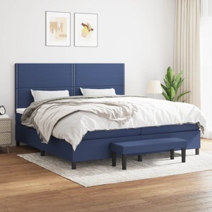 vidaXL, vidaXL Boxspringbett mit Matratze Blau 200x200 cm Stoff, vidaXL Boxspringbett mit Matratze Blau 200x200 cm Stoff