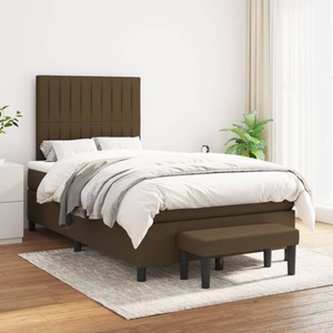 vidaXL, vidaXL Boxspringbett mit Matratze Dunkelbraun 120x200 cm Stoff
