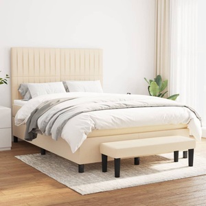 vidaXL, vidaXL Boxspringbett mit Matratze Creme 140x200 cm Stoff, 