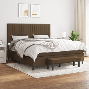 vidaXL, vidaXL Boxspringbett mit Matratze Dunkelbraun 160x200 cm Stoff, vidaXL Boxspringbett mit Matratze Dunkelbraun 160x200 cm Stoff