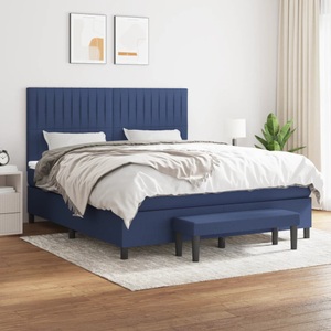 vidaXL, vidaXL Boxspringbett mit Matratze Blau 160x200 cm Stoff, vidaXL Boxspringbett mit Matratze Blau 160x200 cm Stoff