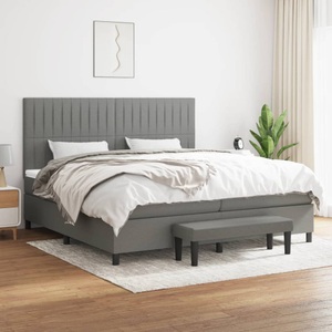 vidaXL, vidaXL Boxspringbett mit Matratze Dunkelgrau 200x200 cm Stoff