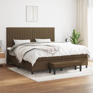 vidaXL, vidaXL Boxspringbett mit Matratze Dunkelbraun 200x200 cm Stoff