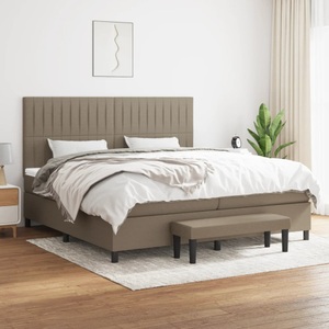 vidaXL, vidaXL Boxspringbett mit Matratze Taupe 200x200 cm Stoff