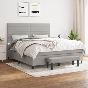 vidaXL, vidaXL Boxspringbett mit Matratze Hellgrau 180x200 cm Stoff, vidaXL Boxspringbett mit Matratze Hellgrau 180x200 cm Stoff