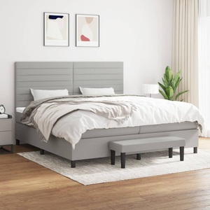 vidaXL, vidaXL Boxspringbett mit Matratze Hellgrau 200x200 cm Stoff