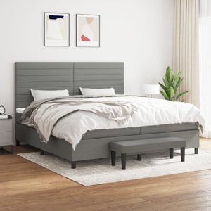 vidaXL, vidaXL Boxspringbett mit Matratze Dunkelgrau 200x200 cm Stoff