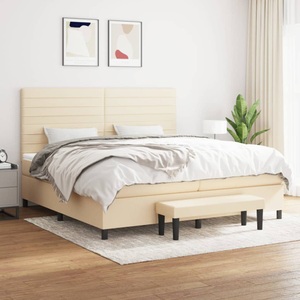 vidaXL, vidaXL Boxspringbett mit Matratze Creme 200x200 cm Stoff