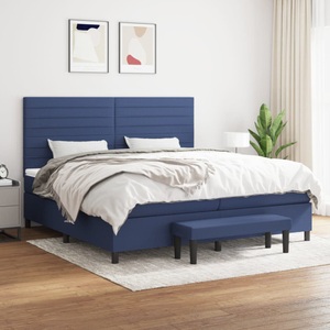 vidaXL, vidaXL Boxspringbett mit Matratze Blau 200x200 cm Stoff