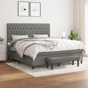vidaXL, vidaXL Boxspringbett mit Matratze Dunkelgrau 180x200 cm Stoff, vidaXL Boxspringbett mit Matratze Dunkelgrau 180x200 cm Stoff