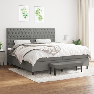 vidaXL, vidaXL Boxspringbett mit Matratze Dunkelgrau 200x200 cm Stoff