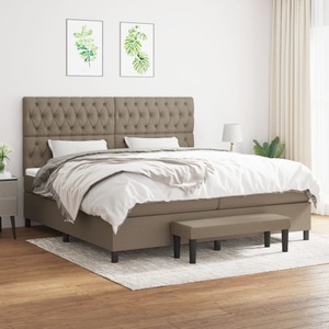 vidaXL, vidaXL Boxspringbett mit Matratze Taupe 200x200 cm Stoff, vidaXL Boxspringbett mit Matratze Taupe 200x200 cm Stoff