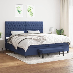 vidaXL, vidaXL Boxspringbett mit Matratze Blau 200x200 cm Stoff