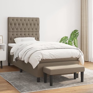 vidaXL, vidaXL Boxspringbett mit Matratze Taupe 100x200 cm Stoff, vidaXL Boxspringbett mit Matratze Taupe 100x200 cm Stoff