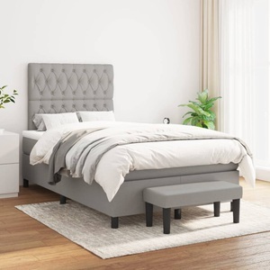 vidaXL, vidaXL Boxspringbett mit Matratze Hellgrau 120x200 cm Stoff