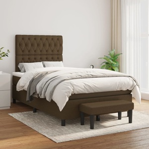 vidaXL, vidaXL Boxspringbett mit Matratze Dunkelbraun 120x200 cm Stoff