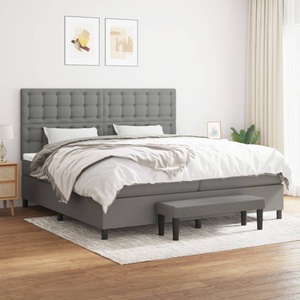 vidaXL, vidaXL Boxspringbett mit Matratze Dunkelgrau 200x200 cm Stoff