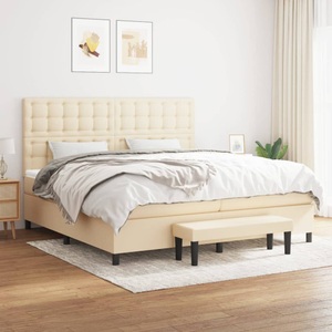 vidaXL, vidaXL Boxspringbett mit Matratze Creme 200x200 cm Stoff