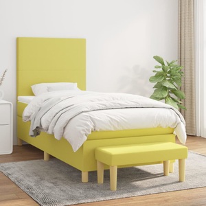 vidaXL, vidaXL Boxspringbett mit Matratze Hellgrün 90x200 cm Stoff, 