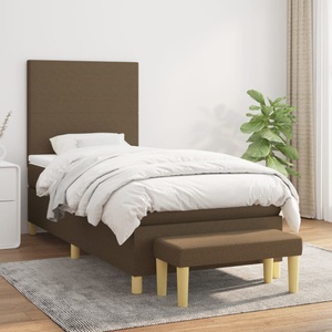 vidaXL, vidaXL Boxspringbett mit Matratze Dunkelbraun 100x200 cm Stoff