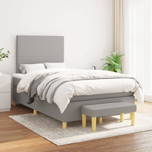 vidaXL, vidaXL Boxspringbett mit Matratze Hellgrau 120x200 cm Stoff