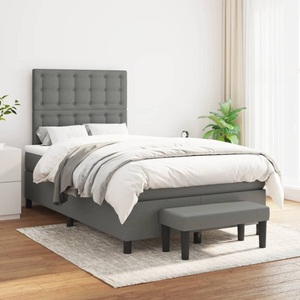 vidaXL, vidaXL Boxspringbett mit Matratze Dunkelgrau 120x200 cm Stoff