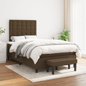 vidaXL, vidaXL Boxspringbett mit Matratze Dunkelbraun 120x200 cm Stoff, vidaXL Boxspringbett mit Matratze Dunkelbraun 120x200 cm Stoff