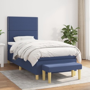 vidaXL, vidaXL Boxspringbett mit Matratze Blau 100x200 cm Stoff