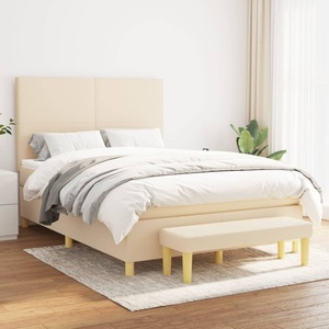 vidaXL, vidaXL Boxspringbett mit Matratze Creme 140x200 cm Stoff, vidaXL Boxspringbett mit Matratze Creme 140x200 cm Stoff