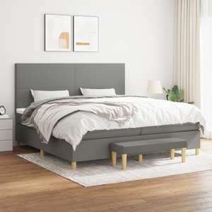 vidaXL, vidaXL Boxspringbett mit Matratze Dunkelgrau 200x200 cm Stoff