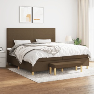 vidaXL, vidaXL Boxspringbett mit Matratze Dunkelbraun 200x200 cm Stoff, vidaXL Boxspringbett mit Matratze Dunkelbraun 200x200 cm Stoff
