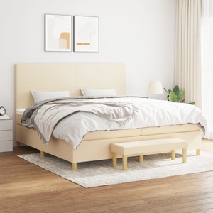 vidaXL, vidaXL Boxspringbett mit Matratze Creme 200x200 cm Stoff