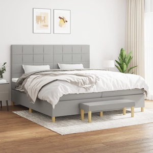 vidaXL, vidaXL Boxspringbett mit Matratze Hellgrau 200x200 cm Stoff