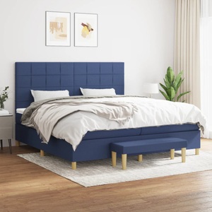 vidaXL, vidaXL Boxspringbett mit Matratze Blau 200x200 cm Stoff