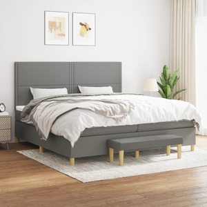 vidaXL, vidaXL Boxspringbett mit Matratze Dunkelgrau 200x200 cm Stoff, vidaXL Boxspringbett mit Matratze Dunkelgrau 200x200 cm Stoff