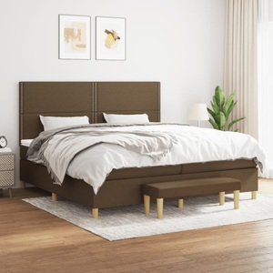 vidaXL, vidaXL Boxspringbett mit Matratze Dunkelbraun 200x200 cm Stoff
