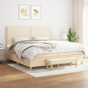 vidaXL, vidaXL Boxspringbett mit Matratze Creme 200x200 cm Stoff