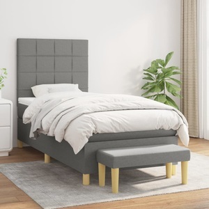 vidaXL, vidaXL Boxspringbett mit Matratze Dunkelgrau 80x200 cm Stoff, vidaXL Boxspringbett mit Matratze Dunkelgrau 80x200 cm Stoff