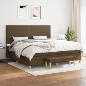 vidaXL, vidaXL Boxspringbett mit Matratze Dunkelbraun 200x200 cm Stoff