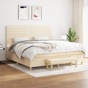vidaXL, vidaXL Boxspringbett mit Matratze Creme 200x200 cm Stoff