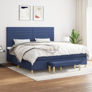 vidaXL, vidaXL Boxspringbett mit Matratze Blau 200x200 cm Stoff, vidaXL Boxspringbett mit Matratze Blau 200x200 cm Stoff