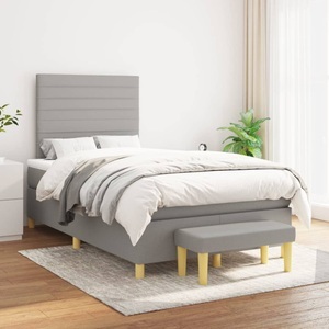 vidaXL, vidaXL Boxspringbett mit Matratze Hellgrau 120x200 cm Stoff