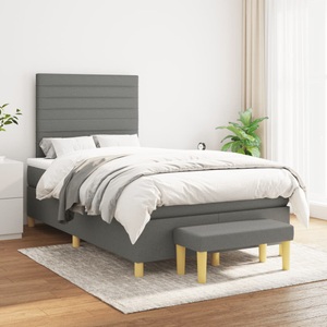 vidaXL, vidaXL Boxspringbett mit Matratze Dunkelgrau 120x200 cm Stoff