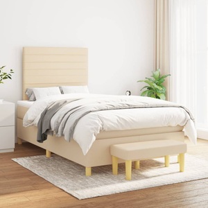 vidaXL, vidaXL Boxspringbett mit Matratze Creme 120x200 cm Stoff