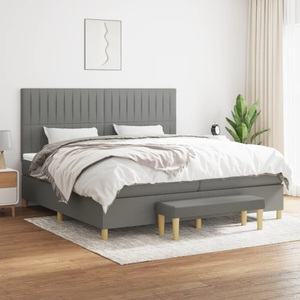 vidaXL, vidaXL Boxspringbett mit Matratze Dunkelgrau 200x200 cm Stoff, vidaXL Boxspringbett mit Matratze Dunkelgrau 200x200 cm Stoff
