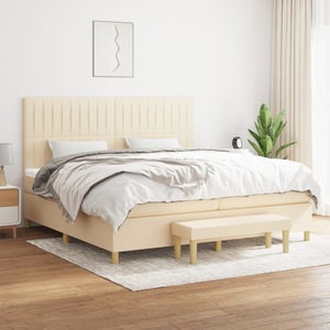 vidaXL, vidaXL Boxspringbett mit Matratze Creme 200x200 cm Stoff, vidaXL Boxspringbett mit Matratze Creme 200x200 cm Stoff
